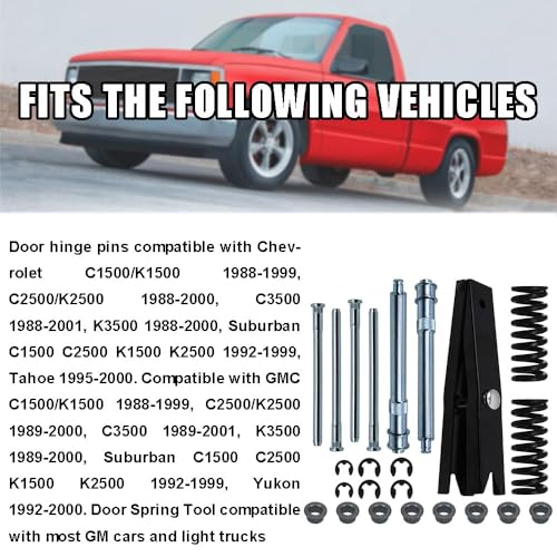 RULLINE Door Hinge Repair Kit with Spring Tool - Compatible with Chevy GMC Suburban Tahoe - Car Front Door Hinge Pin & Bushing Kit - size: For Suburban Tahoe 23pcs