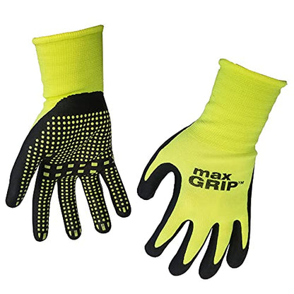 Midwest Gloves & Gear 94HVG-SM MAX Grip Glove, HI VIS Yellow - size: Medium