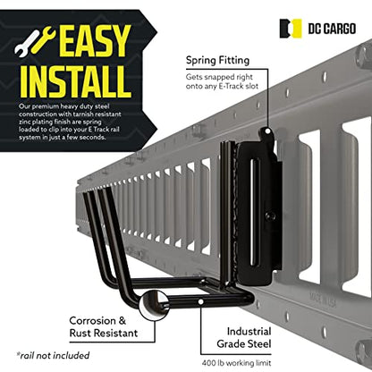 DC Cargo Mall Dual Arm Tool Hook Hanger E Track Accessories 3" Deep (4 Pack) - Garage Wall Mount, Truck, Enclosed Trailer, Storage ETrack System - size: 4 Pack