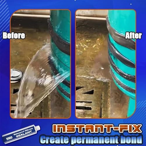 9900 Waterproof Silicone Instant Bond Flexible Sea Temperature Resistance UV-Resistant Adhesive for Roof RV Bathroom Concrete Construction Driveway Marine Window Industry Tile Floor - color: Black
