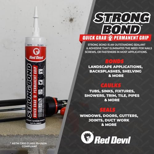 Red Devil 0956 Strong Bond Hybrid Polymer Construction Adhesive and Sealant, 9 Oz., White, 12 Pack - style: 12 Pack