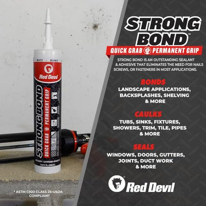 Red Devil 0956 Strong Bond Hybrid Polymer Construction Adhesive and Sealant, 9 Oz., White, 12 Pack - style: 12 Pack