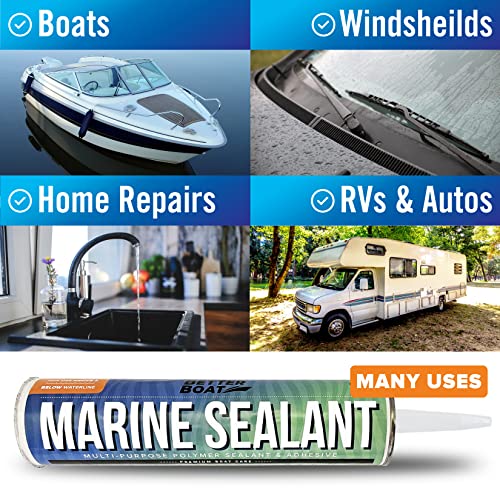 Marine Sealant and Adhesive, Waterproof Marine Grade Caulk, High Temp Water Sealant for Boat, Auto, RV, Without Silicone - 1 Tube, Black, 10 oz - color: Black, size: 10 oz