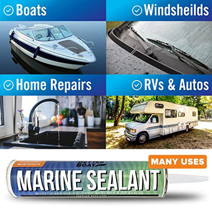 Marine Sealant and Adhesive, Waterproof Marine Grade Caulk, High Temp Water Sealant for Boat, Auto, RV, Without Silicone - 1 Tube, Black, 10 oz - color: Black, size: 10 oz
