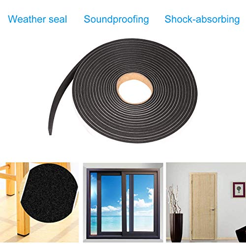 Seal Foam Tape,1/2 Inch W x 1/8 Inch T Weather Stripping for Door and Window,High Density Single Sided Closed Cell Door Insulation Weather Strip, 6 Rolls Total 98FT Black - size: 1/2'' W x 1/8'' T x 98Ft