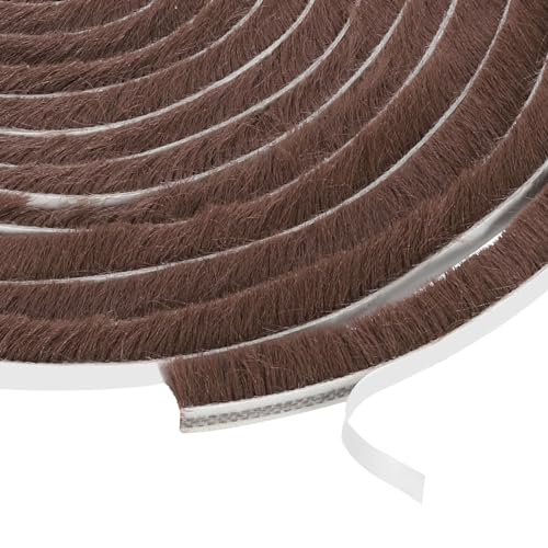 uxcell Self Adhesive Brush Seal Weather Stripping 1/2" x 1/4" x 16.4ft, Door Brush Strip for Sliding Sash Door Window Wardrobe Seal, Brown - color: Brown, size: 1/2" x 1/4" x 16.4ft