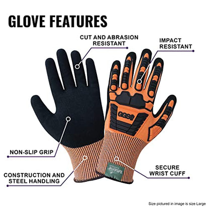 Global Glove Vice Gripster High-Visibility Cut and Impact Resistant Gloves Made with 13-Guage Tuffalene Platinum Shell, Breathable Xtreme Foam Technology Palm Finish, Touch Screen Compatible, XL - size: X-Large