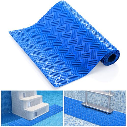 Breling 9" x 36" Swimming Pool Ladder Mat, Protective Pool Ladder Pad Step Mat with Non Slip Texture for Above Ground Swimming Steps Liners and Stairs(Striped) - size: 9" X 36", style: Striped
