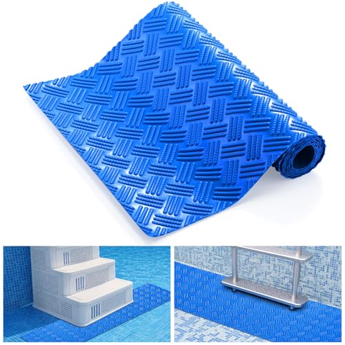 Breling 9" x 36" Swimming Pool Ladder Mat, Protective Pool Ladder Pad Step Mat with Non Slip Texture for Above Ground Swimming Steps Liners and Stairs(Striped) - size: 9" X 36", style: Striped