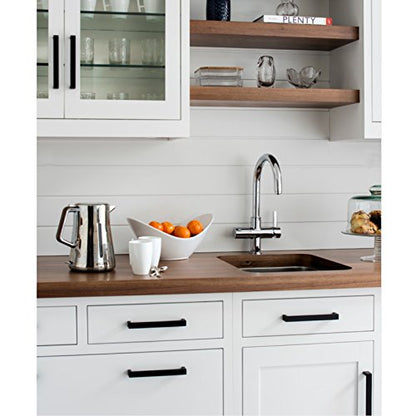 KNOBWELL 6 Pack 5 in Matte Black Kitchen Cabinet Door Handles - Stainless Steel Drawer Dresser Pulls Kitchen Cabinet Handles Black 6 Pack - 5" Hole Centers - color: Matte Black, size: Hole Center:5 inch(128mm)
