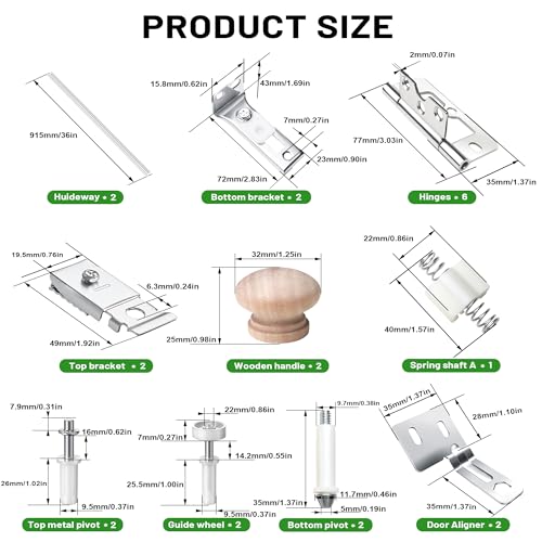 36IN Bi-fold Door Track Kit, 2Kit White Bi-fold Door Hardware Closet Door Track Repair Tool Kit Included Full Accessories - size: 36IN - 2Kit