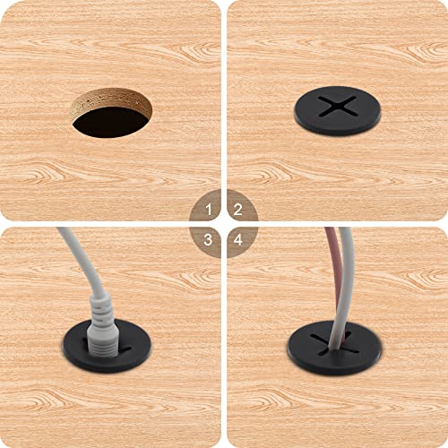 Desk Grommet, 3/4 Inch Flexible Rubber Grommets, Silicone Cable Cord Grommet Wire Hole Cover for Desk, Table and Other Furnitures(12Pack) - size: 3/4IN/20mm Black