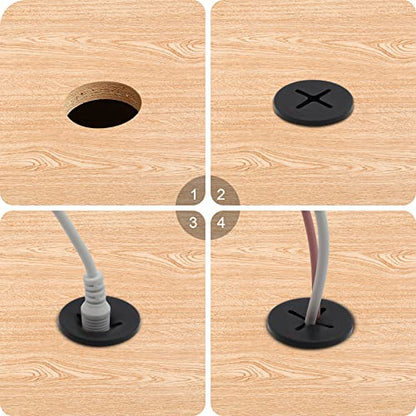 Desk Grommet, 3/4 Inch Flexible Rubber Grommets, Silicone Cable Cord Grommet Wire Hole Cover for Desk, Table and Other Furnitures(12Pack) - size: 3/4IN/20mm Black