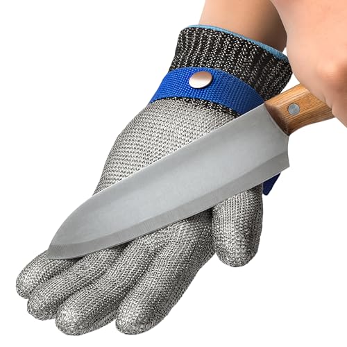 SATC ANSI A9 Cut Resistant Glove, Food Grade Stainless Steel Cutting Glove for Kitchen Cooking, Oyster Shucking - size: Large