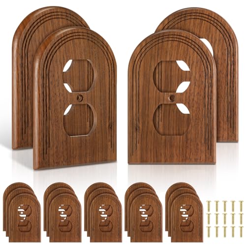 DoubleFill 15 Pcs Walnut Wood Switch Cover Brown Outlet Covers Wall Plate Decorative Boho Plug Plate Vintage Rustic Contemporary Interior Room Home Decor (8.2 * 13cm,Arch Double Hole) - color: Arch Double Hole, size: 13 x 8.2 cm
