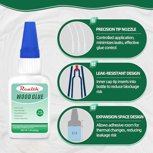 Wood Glue for Furniture Heavy Duty 30g, Super Clear Glue for Wood Crafts DIY, Woodworking, Furniture Repair, Baseboard, Cabinets, Door, Indoor & Outdoor, with Anti-Clog Cap - size: 60g, style: Wood Glue