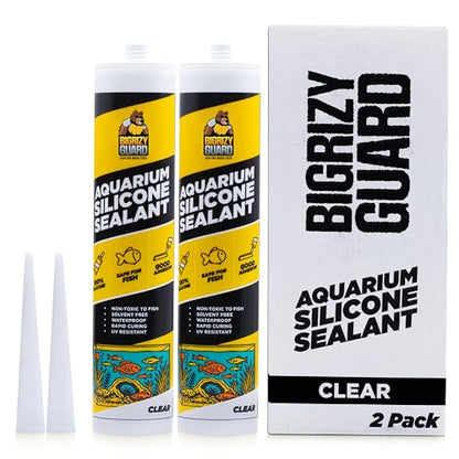 Aquarium Silicone Sealant Clear 2x10.14 Fl oz Cartridge - Aquarium Safe Silicone for Fish & Plants, 100% Waterproof, Non-Toxic, Solvent Free, Strong Bond, Fast Cure, Transparent (2 Pack) - color: Clear, size: 2 Pack