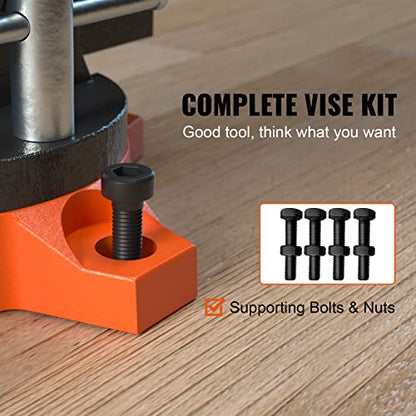 VEVOR Bench Vise, 4.5-inch Jaw Width 3.3-inch Jaw Opening, 240-Degree Swivel Locking Base Multipurpose Vise w/Anvil, Heavy Duty Cast Iron Workbench Vise w/Bolts & Nuts, for Drilling, Pipe Cutting - size: 4.5 Inch
