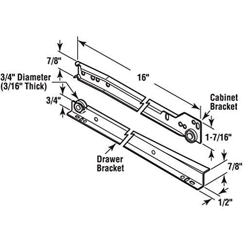 Silent Cold Rolled Plate Bottom Mount Drawer Slide Track (16in/40cm) - size: 16in/40cm