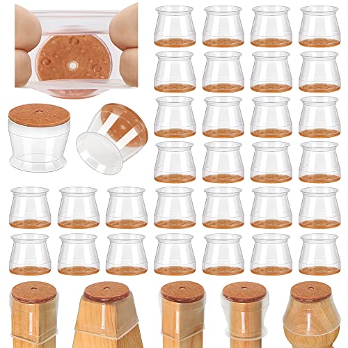 32 Pcs VIUME Chair Leg Floor Protectors for Hardwood Floors Silicone Covers to Protect Wood Tile Floors Scratches Felt Pads Furniture Leg Caps Reduce Noise (Fit:1.3"-2") - color: Clear-32pcs, size: Universal L