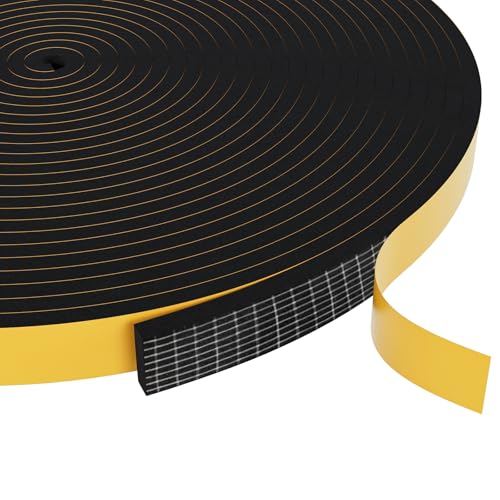 Weather Stripping Door Seal Strip,Black Weatherproof Foam Tape Insulation for Sliding Door, Front Door Frame, Windows (1/2 in x 1/4 in x 32.8Ft) - color: Black, size: 1/2Inx1/4Inx32.8Ft