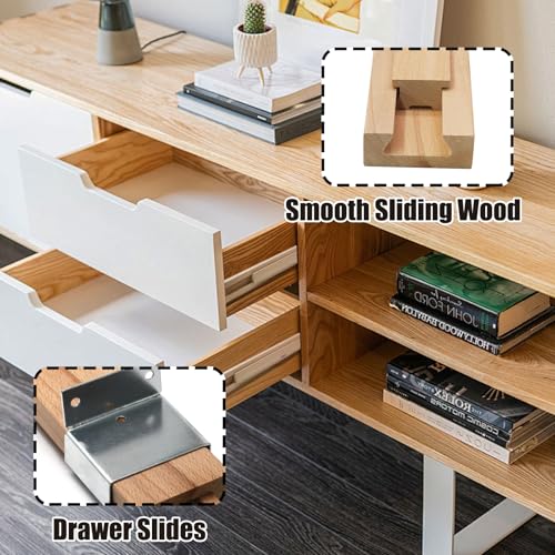 Luomorgo 4 Pack Wooden Drawer Slides Bottom Mount - 16 Inch Classic Center Guide Track with Metal Glides for Dresser/Cabinet Replacement