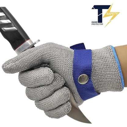 2.0 ANSI A9 Cut Resistant Gloves Stainless Steel Mesh Metal Wire Glove Durable Rustproof Reliable Cutting Glove for Meat Processing, Food Cutting (Large - size: Large (Pack of 1)