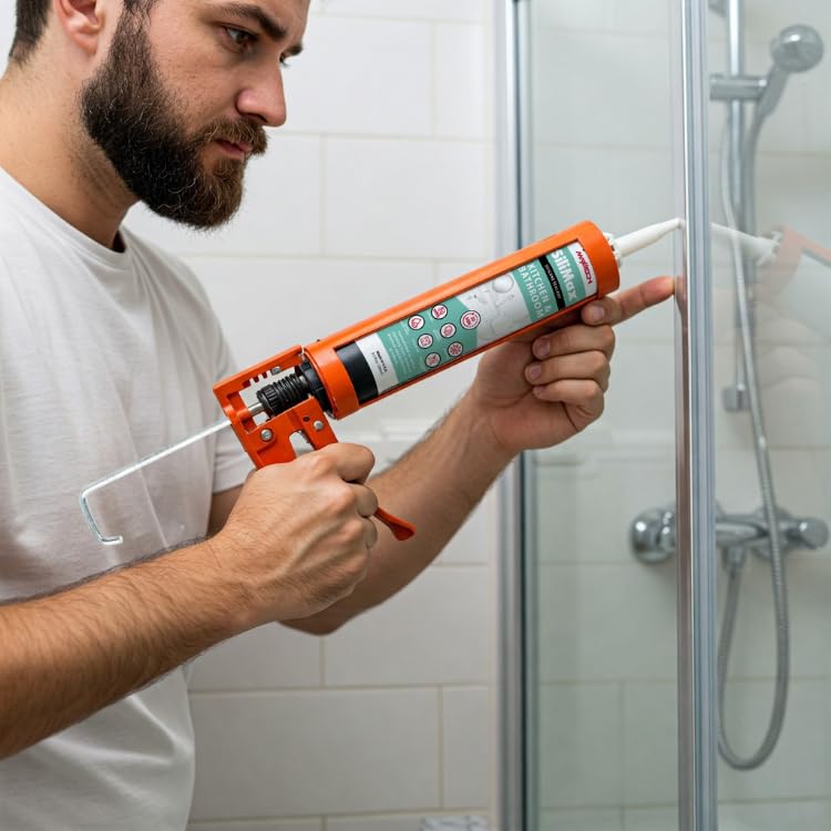 Kitchen & Bathroom Silicone Caulk– Clear Silicone Sealant Waterproof for Sinks, Tubs, Shower Seal & Toilet Seal – Crack-Proof, Quick-Dry Formula Silicone Caulking, 9.5 oz (1 Pack, 1, Count) - style: 1 Pack