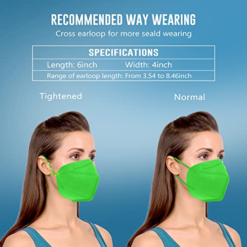 WWDOLL KN95 Face Mask 50 Pack, 5-Layers Breathable KN95 Masks, Green - color: Green