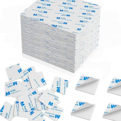 500Pcs Double Sided Foam Tape Strong Pad, Square Super-Sticky Double Sided Adhesive Pads for Crafts, White Self-Adhesive Double Sided Mounting Tape Heavy Duty for House Wall Decor,27x27x2mm - size: 500pack