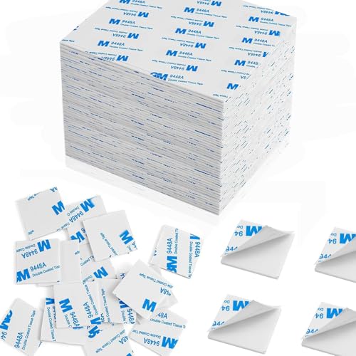 500Pcs Double Sided Foam Tape Strong Pad, Square Super-Sticky Double Sided Adhesive Pads for Crafts, White Self-Adhesive Double Sided Mounting Tape Heavy Duty for House Wall Decor,27x27x2mm - size: 500pack