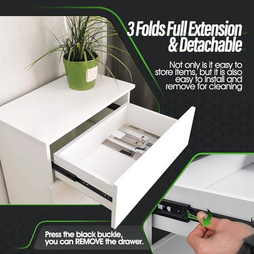 1 Pair Full Extension Ball Bearing Drawer Slides 8 10 12 14 16 18 20 22 24 Inch 100 LB Load Capacity Side Mount File Cabinet Rails Dresser Metal Runner Trash Can Kitchen (24 inch, Black) - color: Black, size: 24 Inch