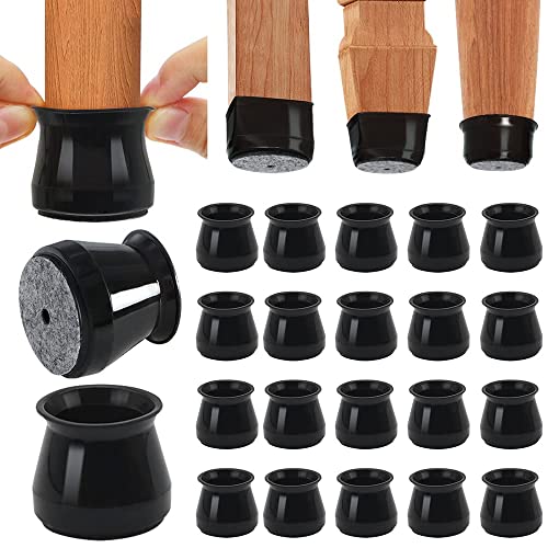 BUMACO Chair Leg Floor Protectors Chair Leg Protectors for Hardwood Floors Silicone Pads Covers to Protect Floors (Black-20 Pcs, Universal L (1-5/16"~2") - color: Black-20 Pcs, size: Universal L