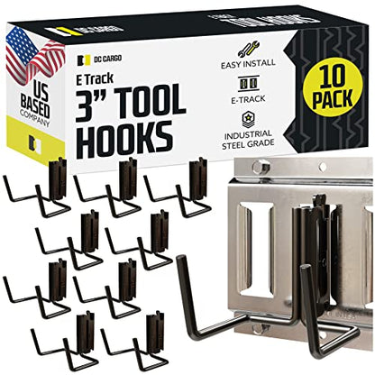 DC Cargo Mall Dual Arm Tool Hook Hanger E Track Accessories 3" Deep (10 Pack) - Garage Wall Mount, Truck, Enclosed Trailer, Storage ETrack System - size: 10 Pack