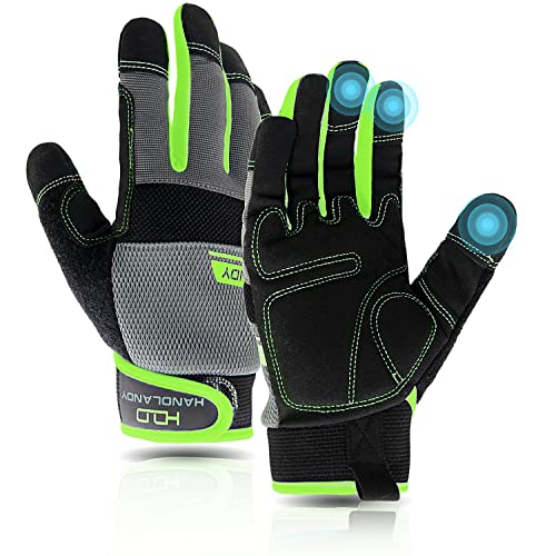 AIGEVTURE Work Gloves Mens & Women, Utility Thin Mechanic Gloves Touch Screen,Flexible Breathable Yard Work Gloves -Padded Knuckles & Palm - color: Green, size: Small (Pack of 1)