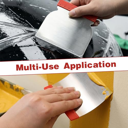 4Pcs Stainless Steel Body Filler Spreader, Metal Putty Knife 4 Sizes Multipurpose Automotive Scraper Repair Tool for Applying Glaze, Plaster, Cement, Paint and Wall Decoration Hand Tools