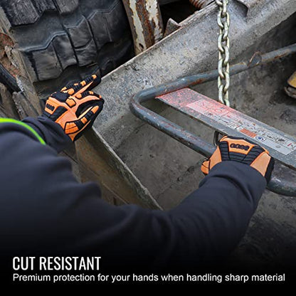 Global Glove Large High Visibility Orange Protective Gloves Made with 13-Guage Tuffalene Platinum Shell, Breathable Xtreme Foam Technology Palm Finish, Touch Screen Compatible - size: Large