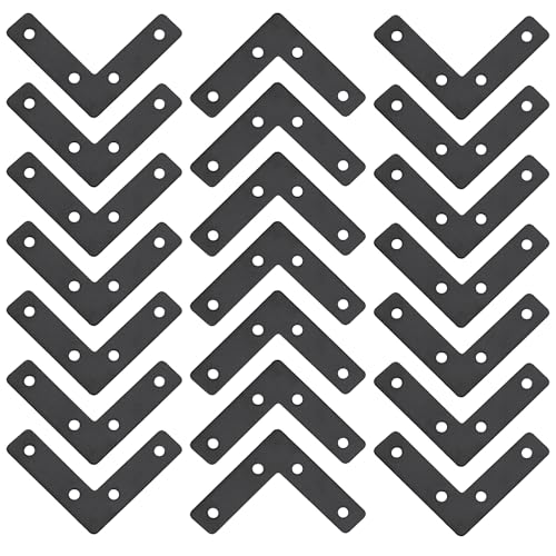 Hordion 10Pcs 2.4 x 2.4 Inch L Shape Bracket Flat Corner Brace (60 X 60mm), Right Angle Bracket Black Heavy Duty Repair Mending Plates for Wood Furniture Chair Drawer Cabinet - size: 2.4*2.4''/60*60mm, Silver