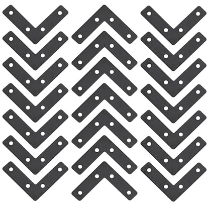 Hordion 10Pcs 2.4 x 2.4 Inch L Shape Bracket Flat Corner Brace (60 X 60mm), Right Angle Bracket Black Heavy Duty Repair Mending Plates for Wood Furniture Chair Drawer Cabinet - size: 2.4*2.4''/60*60mm, Silver