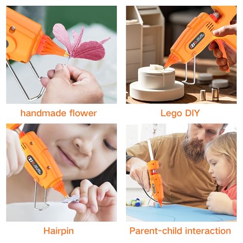 IZIO hot glue gun and sticks set with 21 glue sticks(7/16"), storage pouch, copper nozzle,Equipped with anti scalding mouth, safe switch, ergonomic grip, lightweight for diy projects, home repairs. - color: Pink