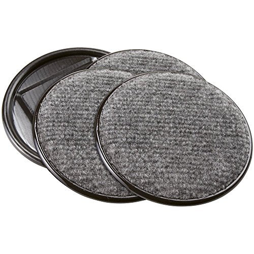 SoftTouch 4" Round Reusable Carpet Bottom Furniture Caster Cups for Office Chairs, Desks, and Carts, Furniture Wheel Caster Cups for Carpet and Hardwood Surfaces, 4-Pack, Gray