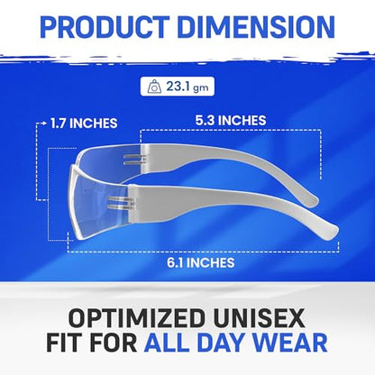 RUGGED BLUE - Bifocal Safety Glasses | Ansi Z87.1 Certified | Safety Glasses With Readers 2.5 | Scratch-Resistant Lenses | Impact-Resistant Eye Protection | Reading Goggles | 1 Pack - Clear Lens - color: 1 Pair, size: 2.5 Diopter