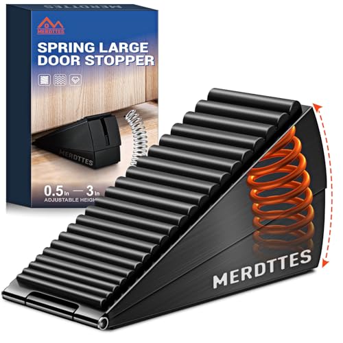 Upgrade Strongest Spring Large Door Stoppers - Heavy Duty Door Stopper Wedge, 3 in Tall Door Stoppers for Bottom of Doors, Rubber Door Stop for Extra Strong Grip Metal Doorstop Suits Any Heavy Door - size: Black - 1 Pack
