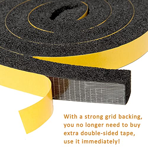 YoleShy Window Air Conditioner Foam Tape 2 Pcs 1 Inch Wide x 1 Inch Thick Weather Stripping Door Seal Strip for Insulation, Weatherstrip, Gap Blocker,Total 13 Feet Long(6.5ft x 2 Rolls) - style: 1in x 1in x 13FT/Black