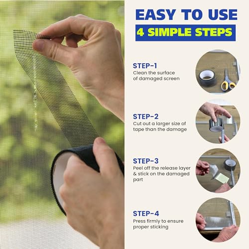 Gaffer Power Screen Repair Tape – Fiberglass Mesh, Strong Adhesive, Weather-Resistant Window & Door Screen Patch – Easy to Use, Durable Screen Repair Kit for Holes & Tears