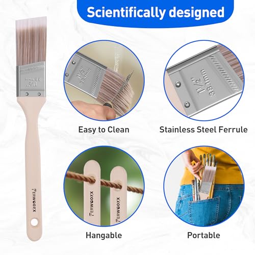 Paint Brush, 1.5IN Stain Brushes for Painting Walls,House Touch-Ups,Furnitures and Fence Staining, Wooden Handle Masonry Paintbrush(3 Packs) - size: 1.5 inch