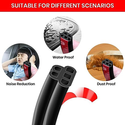 Car Door Seal Strip Double Layer Universal Self Adhesive Auto Door Seal Strip Soundproofing Weather Stripping for Car Door Tailgate (32.8 Feet) - size: 32.8 feet
