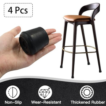 4pcs 1-1/2 Inch Round Chair Leg Tips Caps, Non-Slip Rubber Chair Leg Floor Protectors, Black Furniture Leg Caps Fit for 1.45"-1.5" (37-38mm) Diameter Round Feet - size: 1-1/2 Inch-Black-4pcs