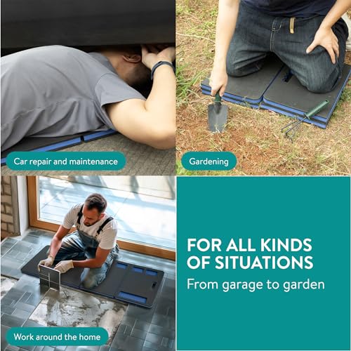Navaris Mechanics Mat - Memory Foam Kneeling Pad - Made from Thick EVA Material - Lightweight, Portable and Foldable - Multiple Uses - 120cm x 40cm x 3cm (47.2" x 15.8" x 1.2")
