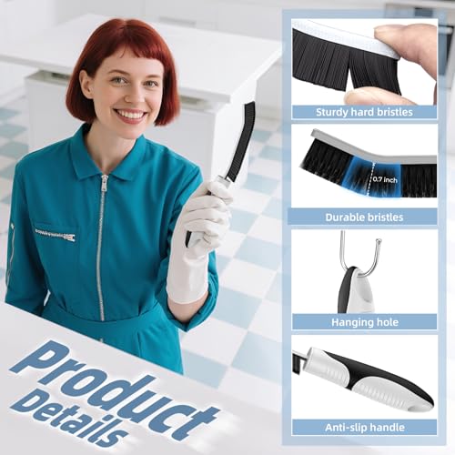 Cleangor Scrub Brush Set, Heavy Duty Scrub Brushes Crevice Cleaning Brush with Stiff Bristles, 3 Different Brushes Included for Household Use, Grout, Tile, Bathroom, Kitchen, Bathtub, Floor